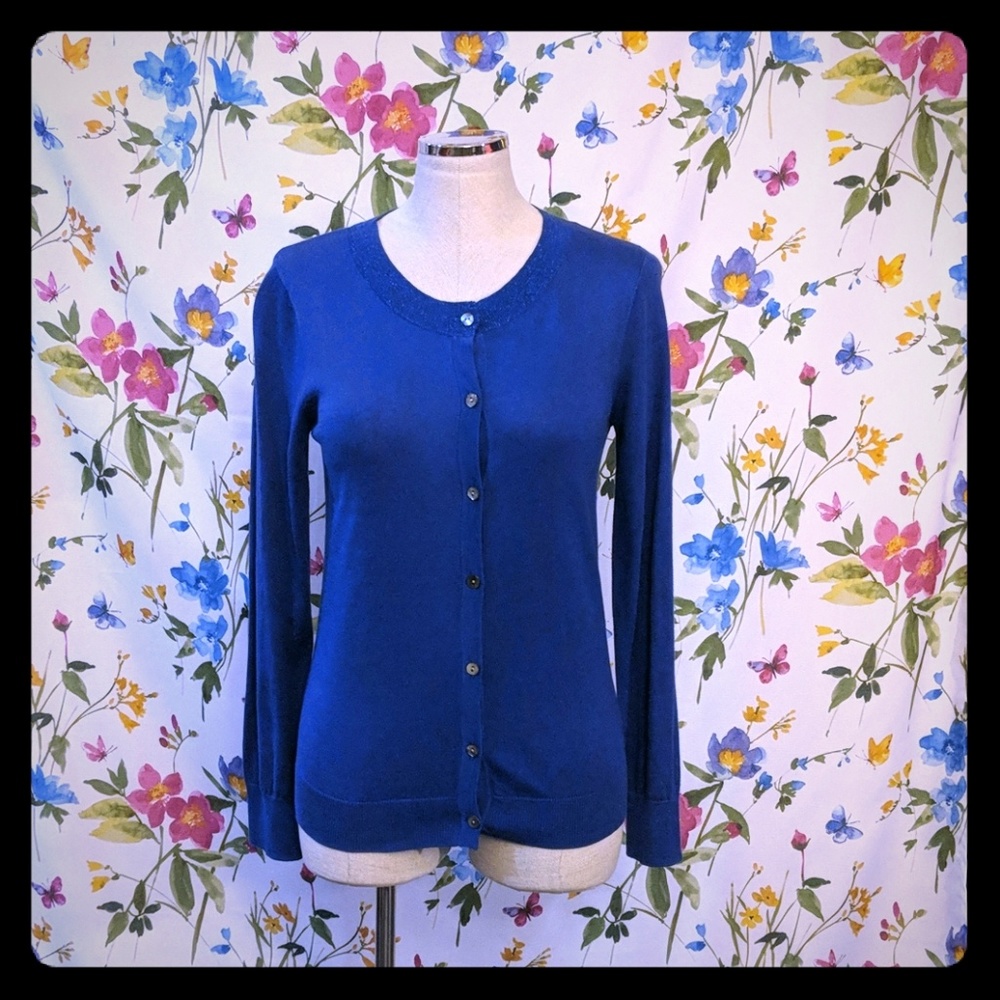 Eddie Bauer cardigan Pima cotton blouse blue S